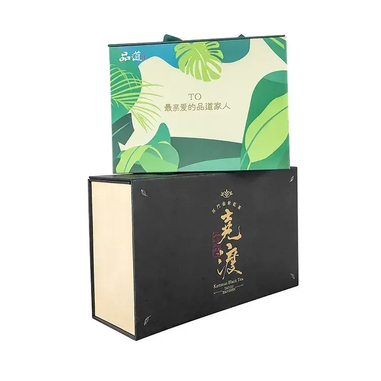 Wholesale luxury cardboard custom folding storage paper gift packaging magnetic closure box with ribbon