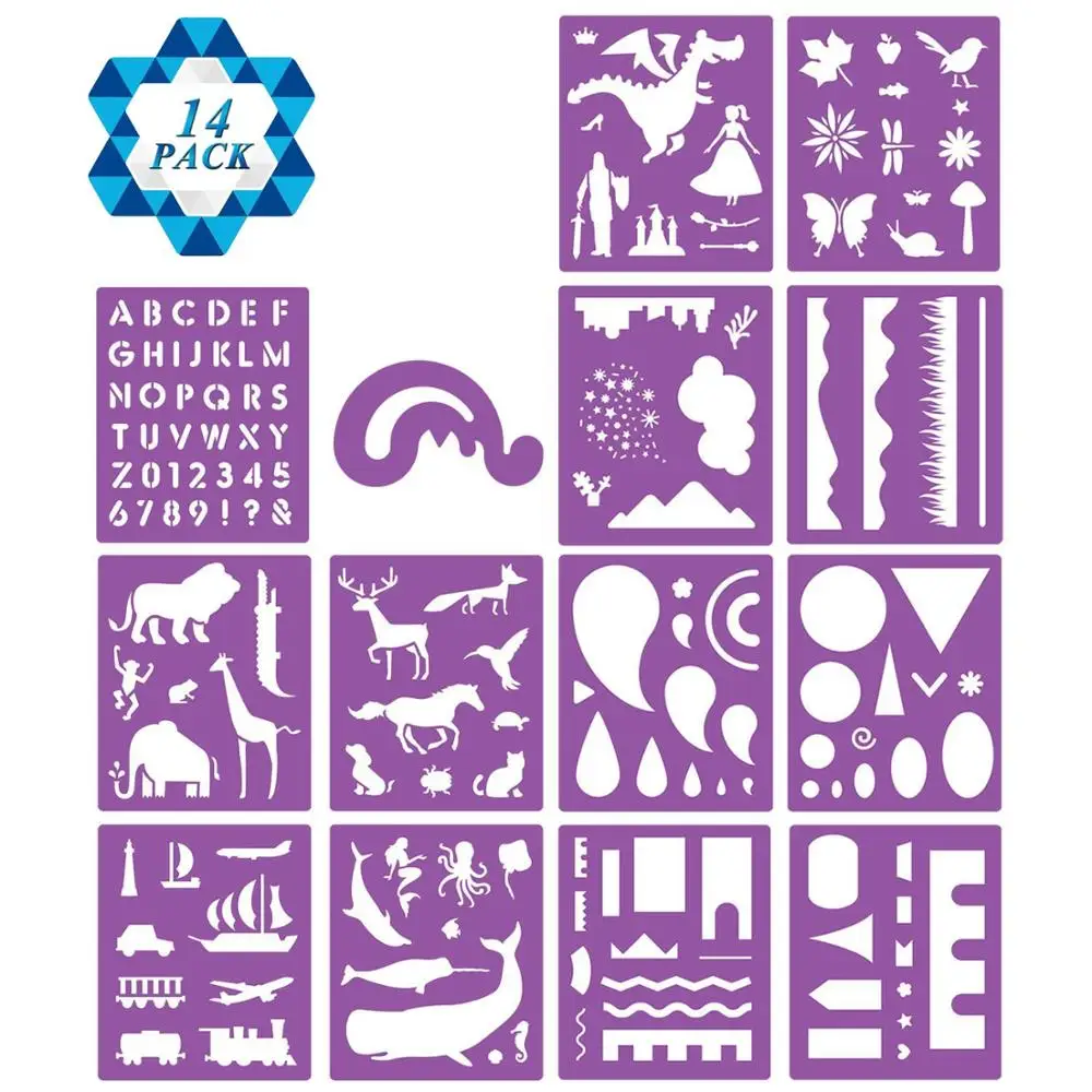 
2019 factory supply custom Plastic drawing stencils art set / for kids Drawing template set 