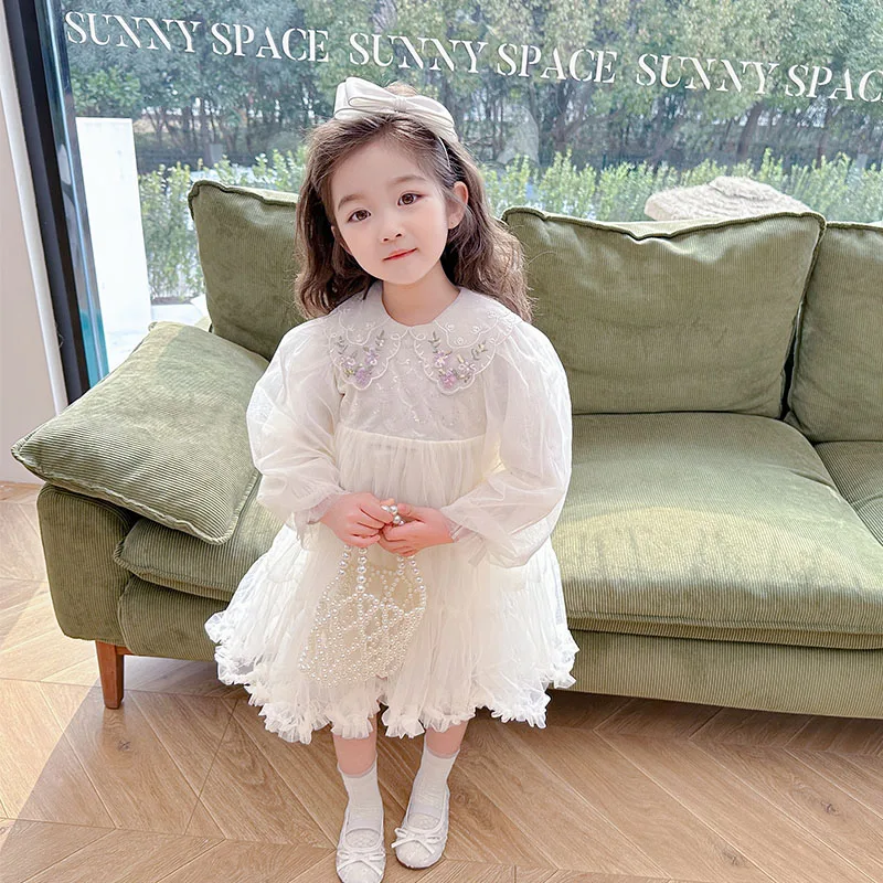 spring autumn kid girls party dress girls long sleeve lace princess dress
