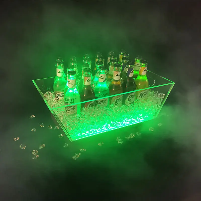 ТРАПЕЦИЕВИДНОЕ ведро для льда SQ170 большой емкости прозрачное со светодиодной подсветкой акриловое шампанского пива