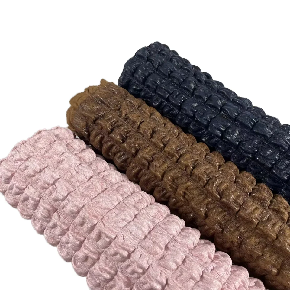 Fashion Art Shinny Faux Leather Retro Style 3D Popcorn Decorative Garments for bag Use Waterproof Elastic Water Resistant