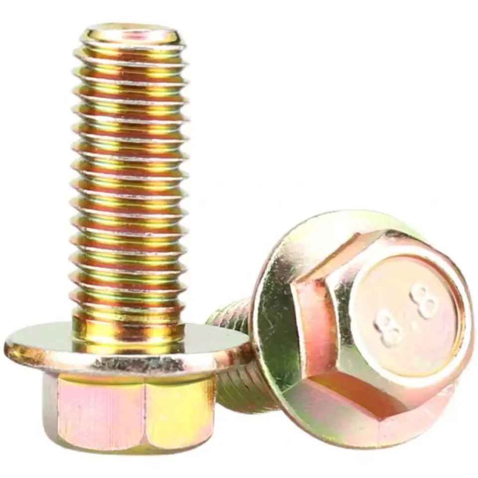 M8 M10 M12 Gr2 Gr5 класс 2 5 титановый сплав сталь анодированный шестигранный зубчатый фланцевый болт с полной резьбой DIN6921