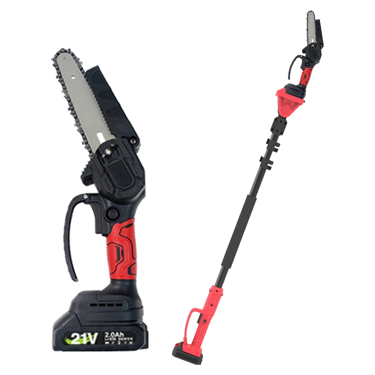 Pole pruning 21V 800W li-ion battery cordless 2000mAh 6inch telescopic electric chainsaw with extension rod