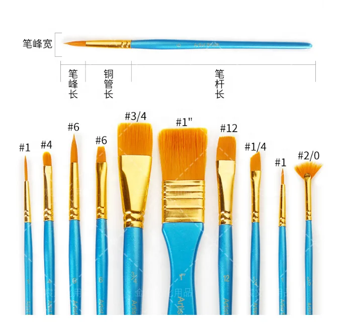 Portable Paint Brush Set Acrylic Artist Brush Watercolor Paint Artist Brush With Canvas Bag