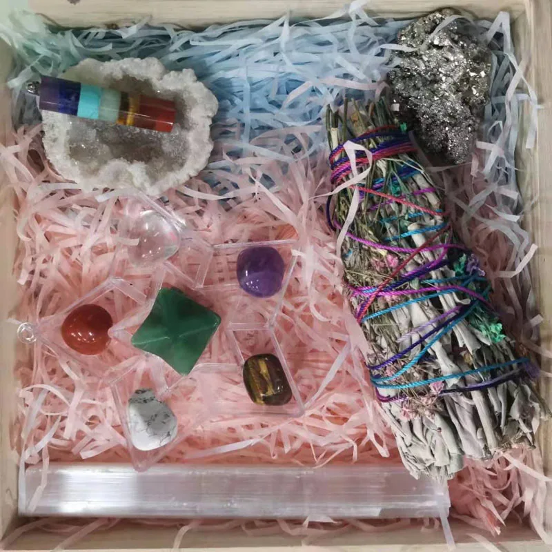 Индивидуальный логотип Кристальный лечебный набор 7 чакр каменный для медитации с