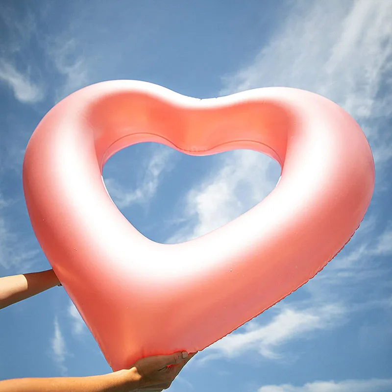 Sweet Love Swim Rings Float Loungers Tube for Summer Water Fun Beach Party Toys for Kids, Adults Inflatable Heart Pool Float