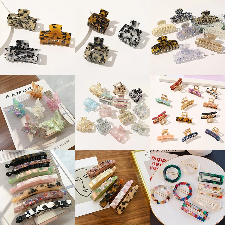 HC213A INS Korean Hair Clips Girls Hairpins Crab Claws Clamp Acrylic Hair Accessories Slid Hair claw Acetate for Women