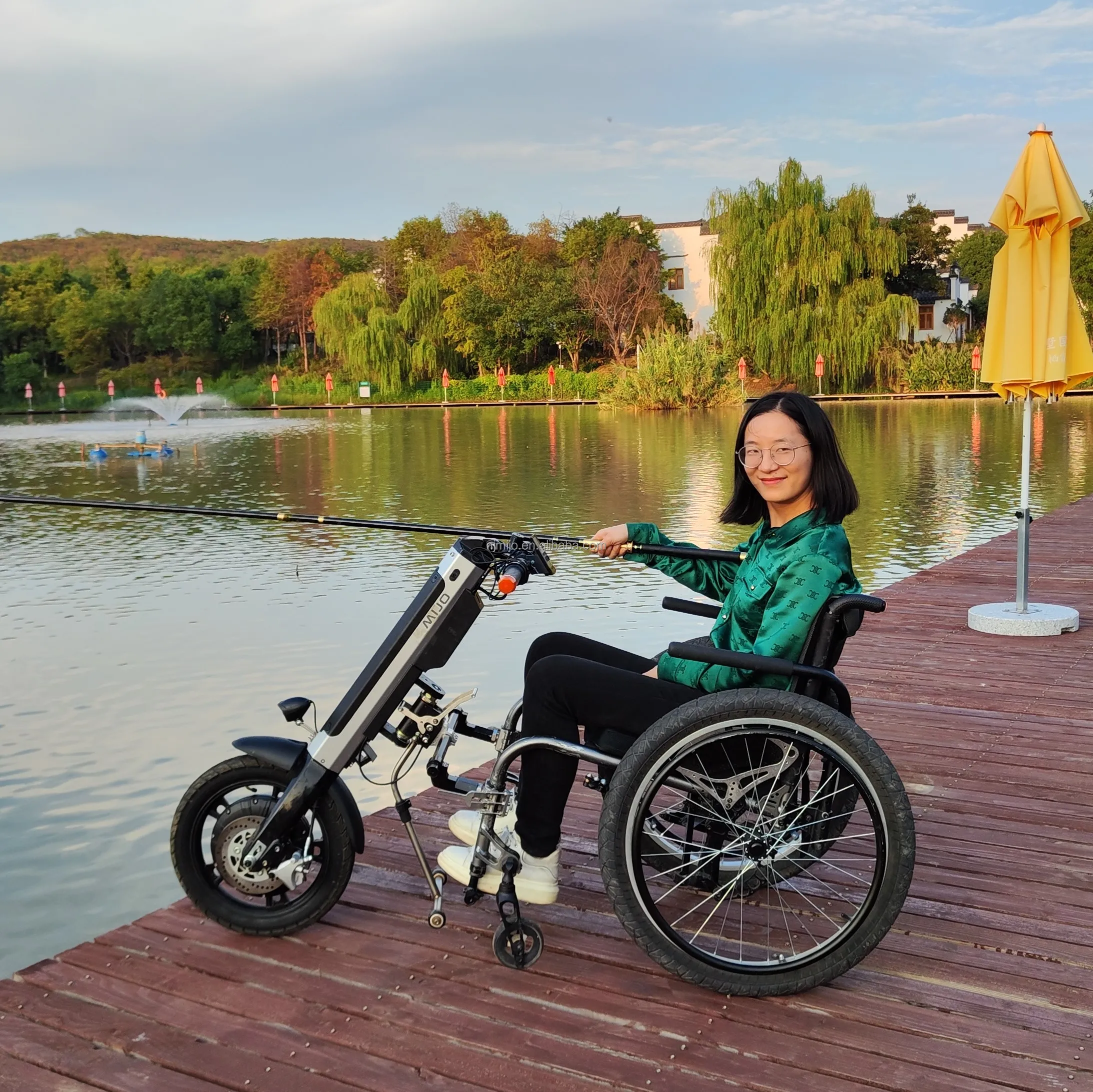 Folding Wheelchair Attachment Electric Wheelchair Tractor Disability Wheelchair Drive Kits Mijo MT06 Lightweight Handbike