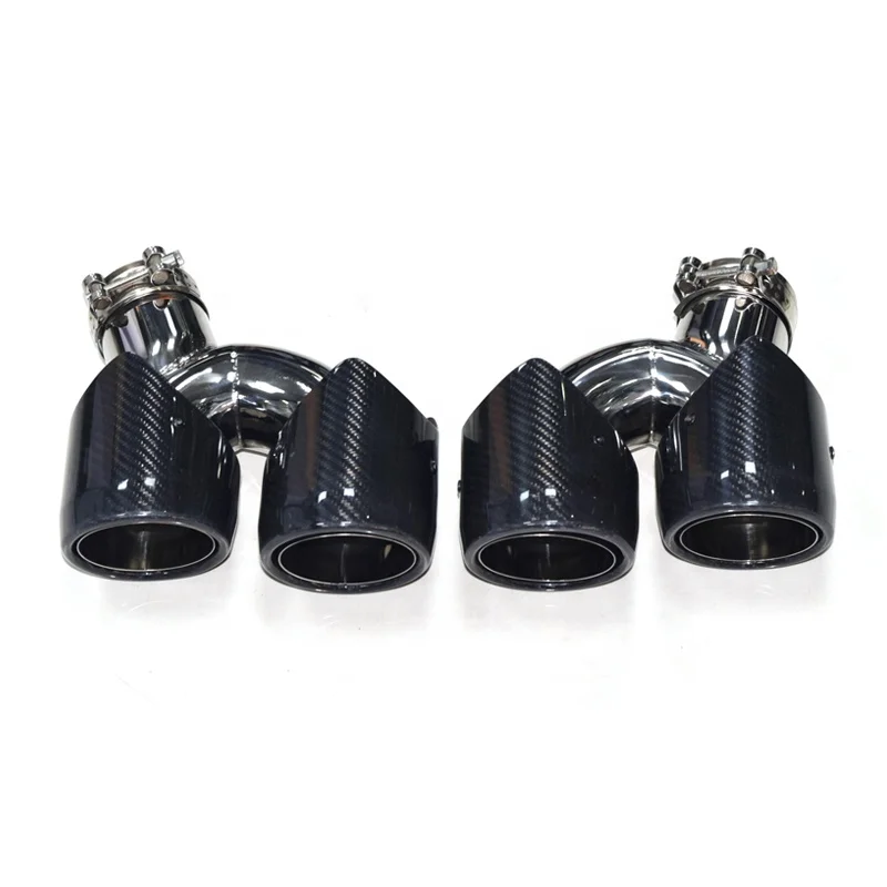 1 Pair Carbon Fiber Exhaust Tip For Porsche Macan 2019 2020 petrol Car Exhaust Pipe Silver Four Out Muffler Tip Nozzle