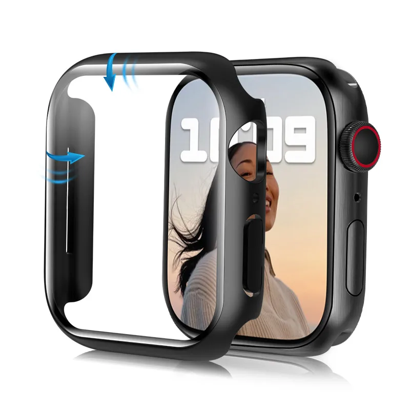 Full Protective case and glass 2 in 1 for Apple Watch Screen Protector 42mm 44mm 40mm 38mm Watch Protective Film