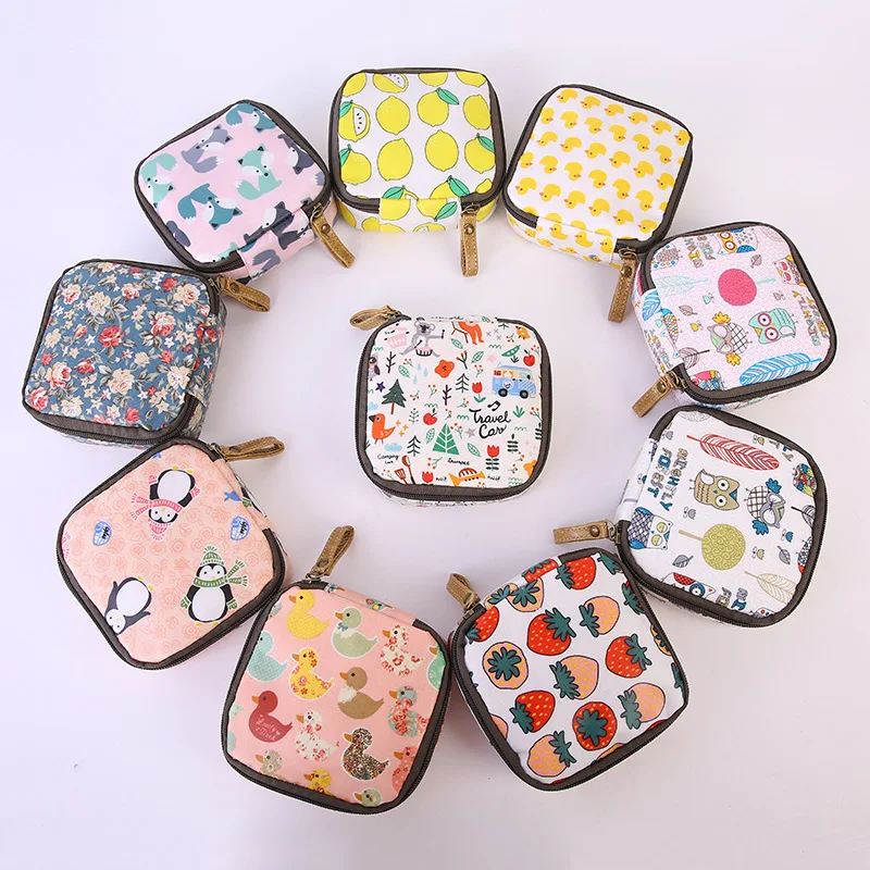 
Custom-designed cute square canvas coin purse with zipper bag 