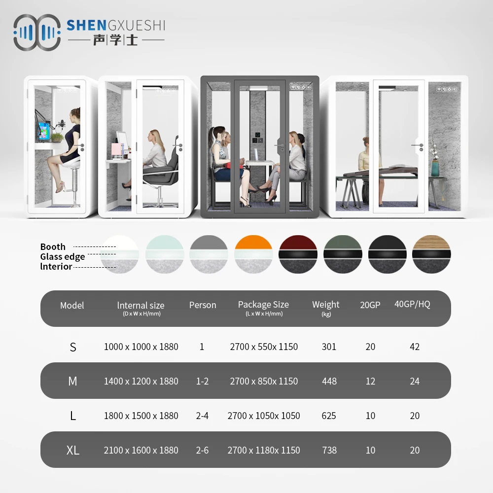 Home Modern Acoustic Office Pod Mobile Soundproof Booth Outdoor Hotel School Hospital Villa Warehouse Mall Available