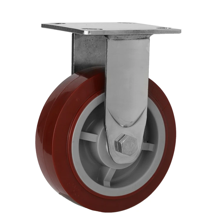 6 дюймов шарнирного соединения и красного цвета из Pu искусственной кожи обувь из нержавеющей стали для тяжелых условий эксплуатации Поворотное Колесо