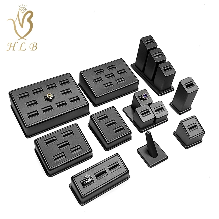 HLB Custom leather jewelry displays set showcase jewellery display stands sets for retail shop counter