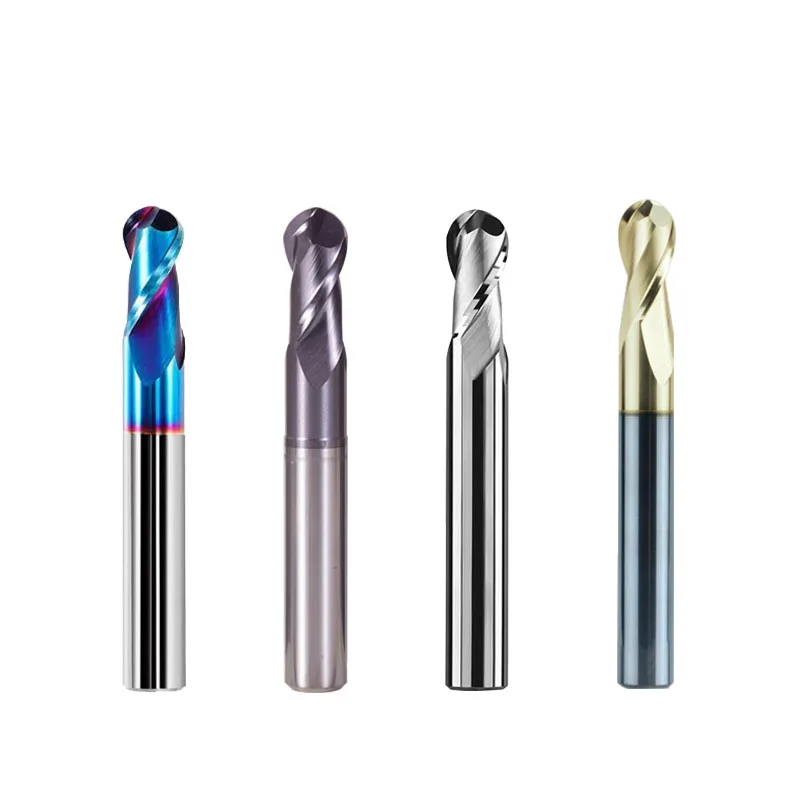 2 Flutes Blue Nano Coated gold  coated Tungsten Carbide ball Solide Carbide CNC Ball Nose End Mill
