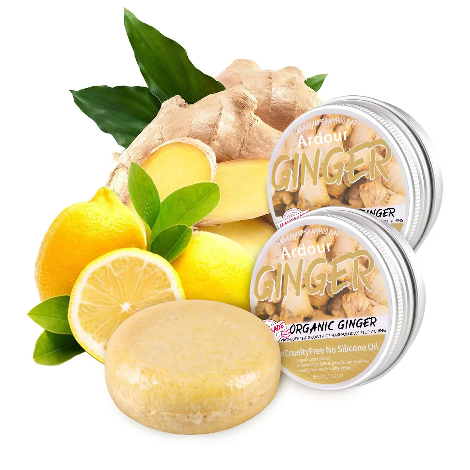 Ginger Hair Growth Shampoo Bars Natural Organic Formula for Promoting Hair Regrowth
