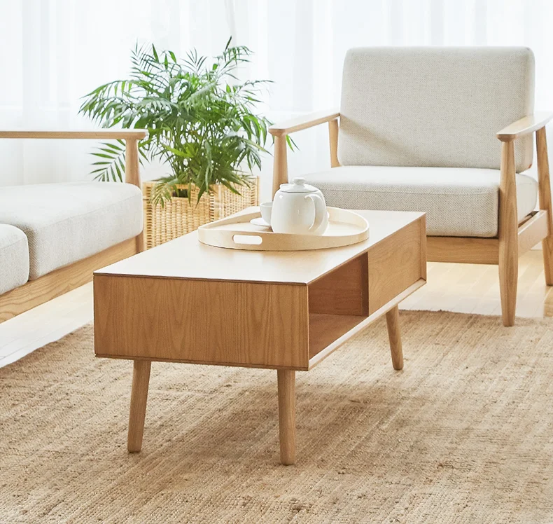 Modern Wooden Table Bed Side Desk Laptop Stand Food Tray Table Sofa Couch Chair Living Room Furniture Coffee Table White Ash