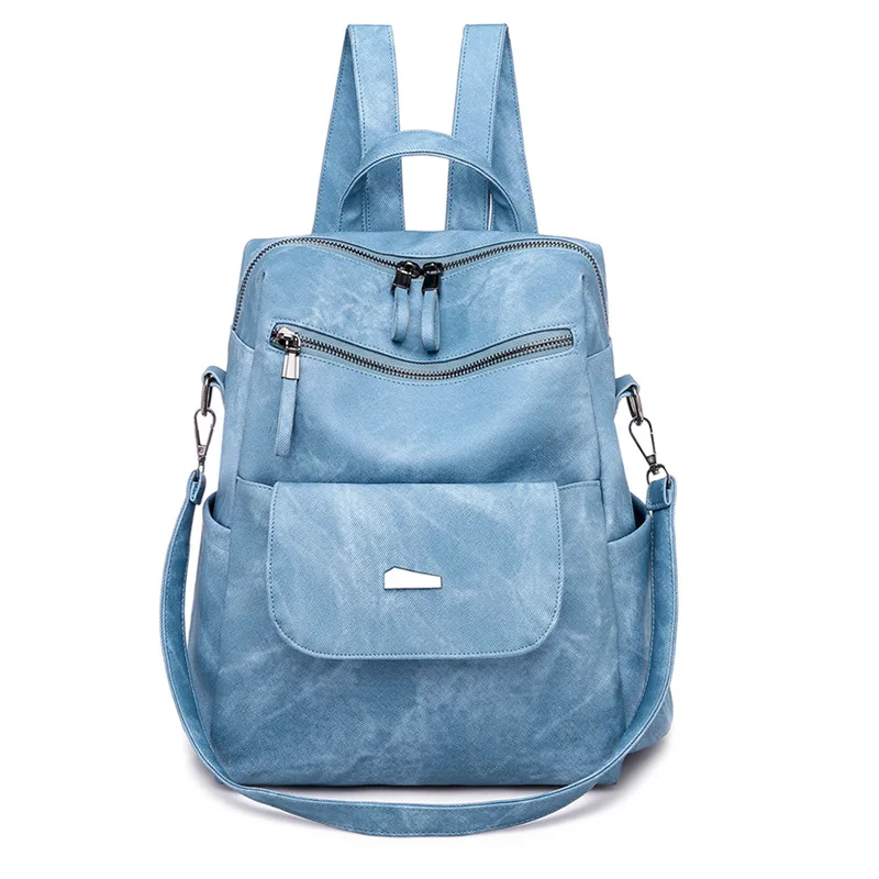 Multi-pocket Go Street Backpack Detachable Shoulder Strap Handbag PU Waterproof Girl School Bag
