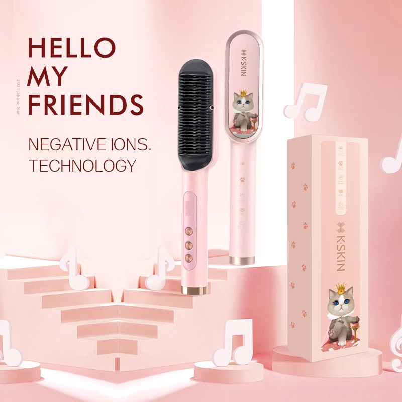 2022 Steam customizable hair straightener flat iron for straight hair and curly hair led displays