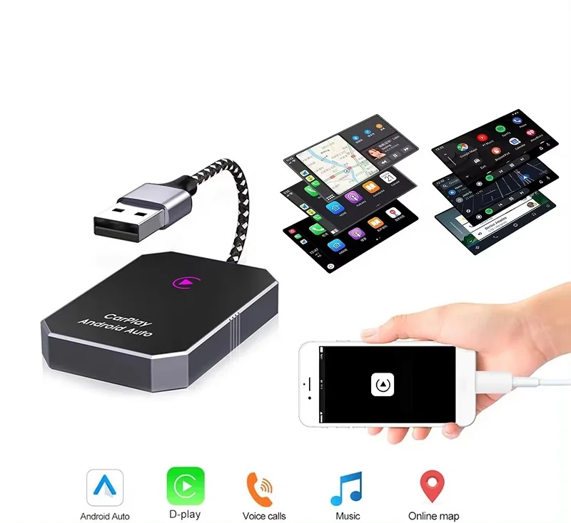 WIFI+Bluetooth dual connection transmission Android and iPhone 2in1 Wireless CarPlay Converter Dongle