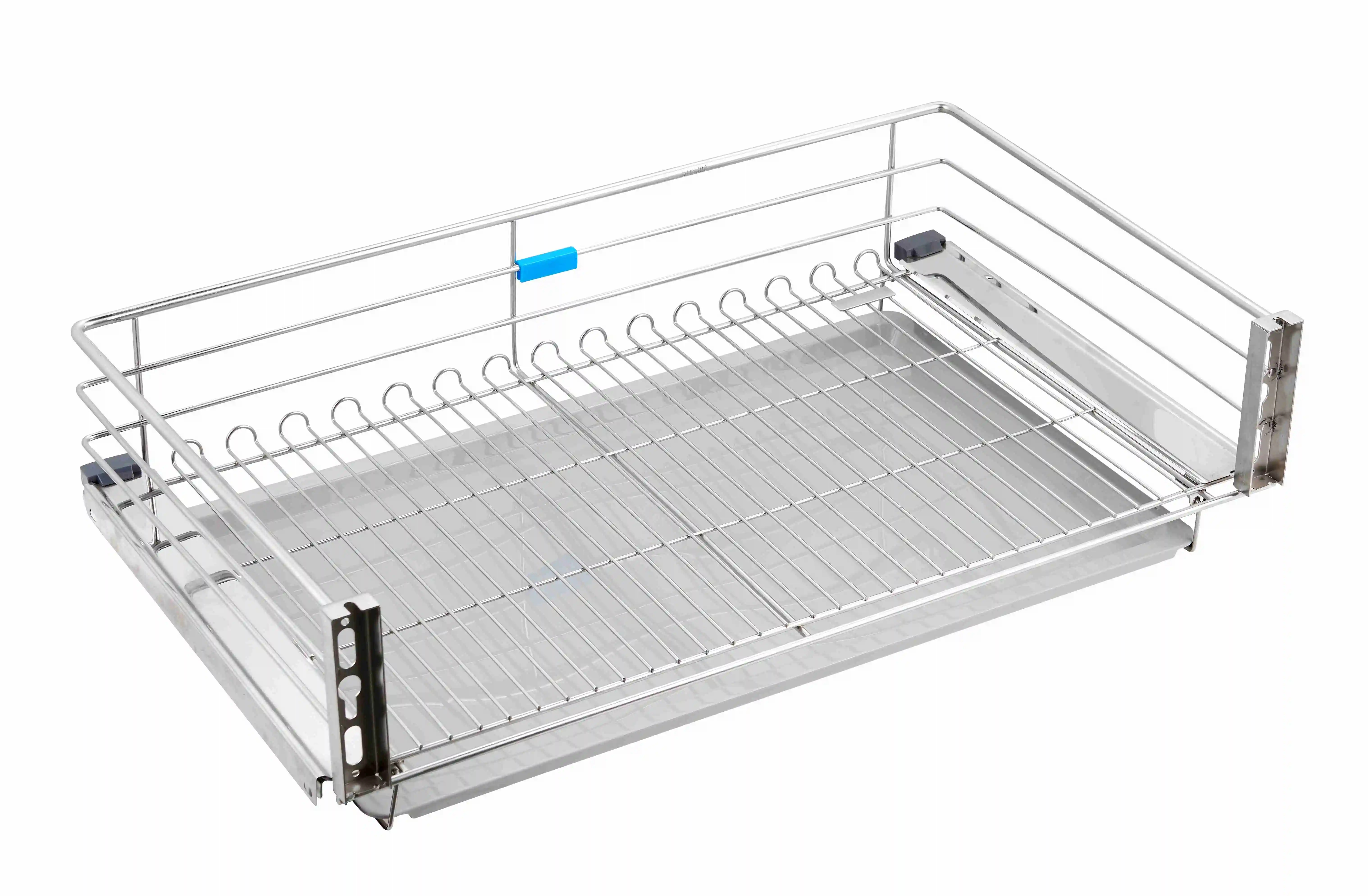 Bolen 3 Sides Stainless Steel Wire Chromed Basket Kitchen Cabinet Pull Out Basket Metal Drawer