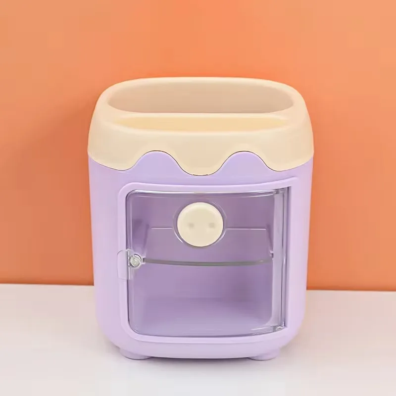 Cartoon Cute & Creative Multi-Grid Pen Holder: Trendy Desk Accessory for Teen Girls & Students