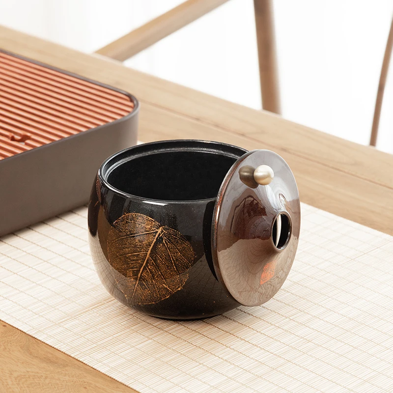 Household tea residue basin with lacquerware craftsmanship water basin office light luxury with lid  ashtray  Kung Fu tea set