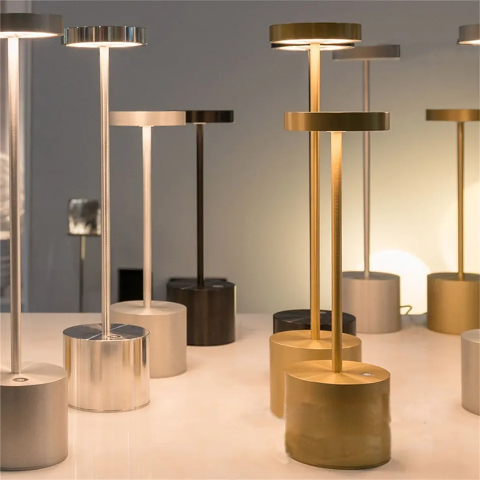 Modern Hotel Style Energy Saving Table lamp Aluminium USB Rechargeable LED Cordless Restaurant Table Lamp For Dinner