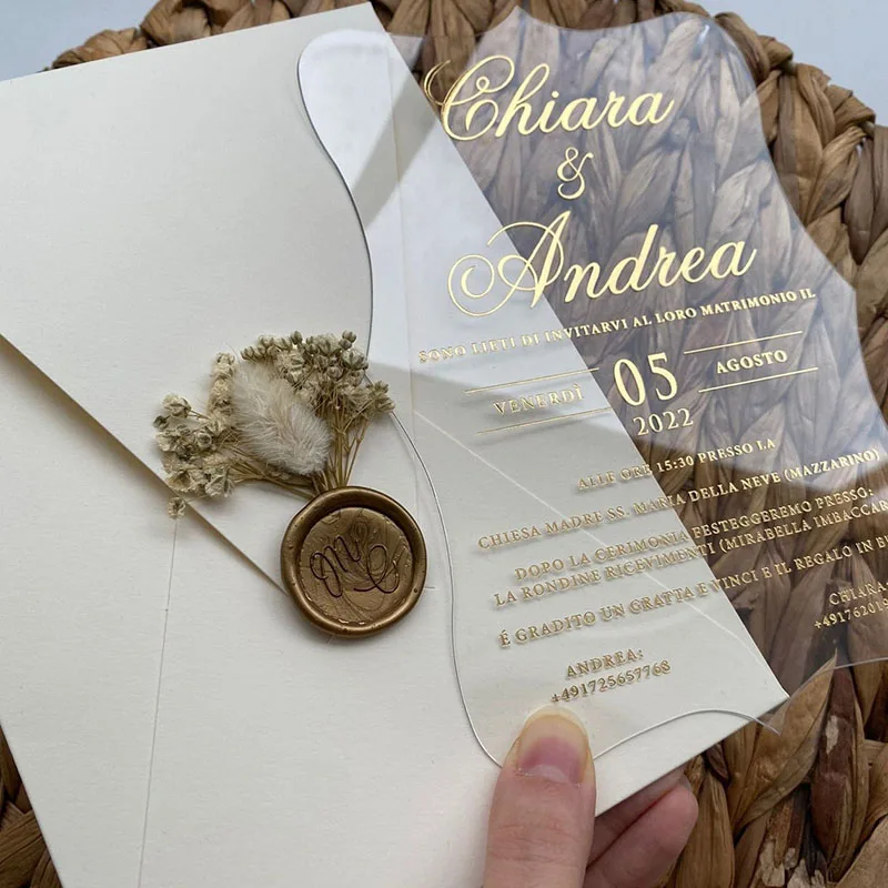 Printed Custom Clear Plastic Unique Greeting Gift Box Wedding Acrylic Invitation Cards Laser Cut  Mirror wedding invite acrylic