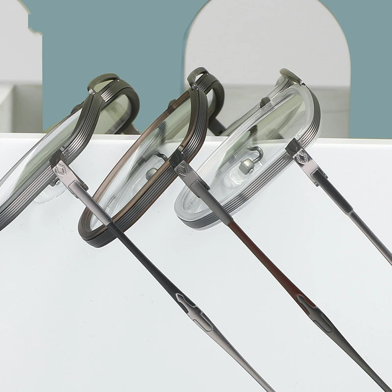 Мужские квадратные очки с защитой от синего света многоугольные металлические сильными петлями