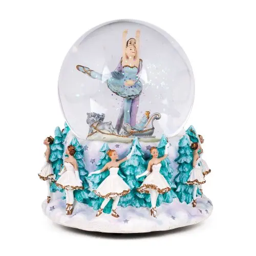 OEM design dancing water snowball resin Girl snow globe