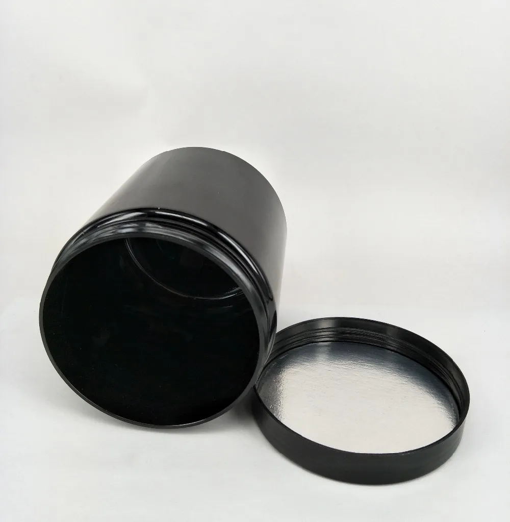 Food Grade 500ml Shiny Black Plastic Wide Mouth Jar