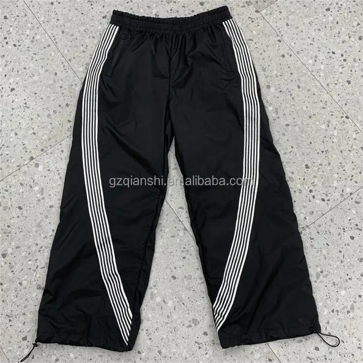 y2k basketball windbreaker cargo pants man custom cargo striped wide leg baggy sweatpants running black flare sweat nylon pants