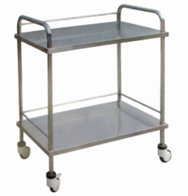 Stainless Steel Two Shevles Surgical Instrument Trolley