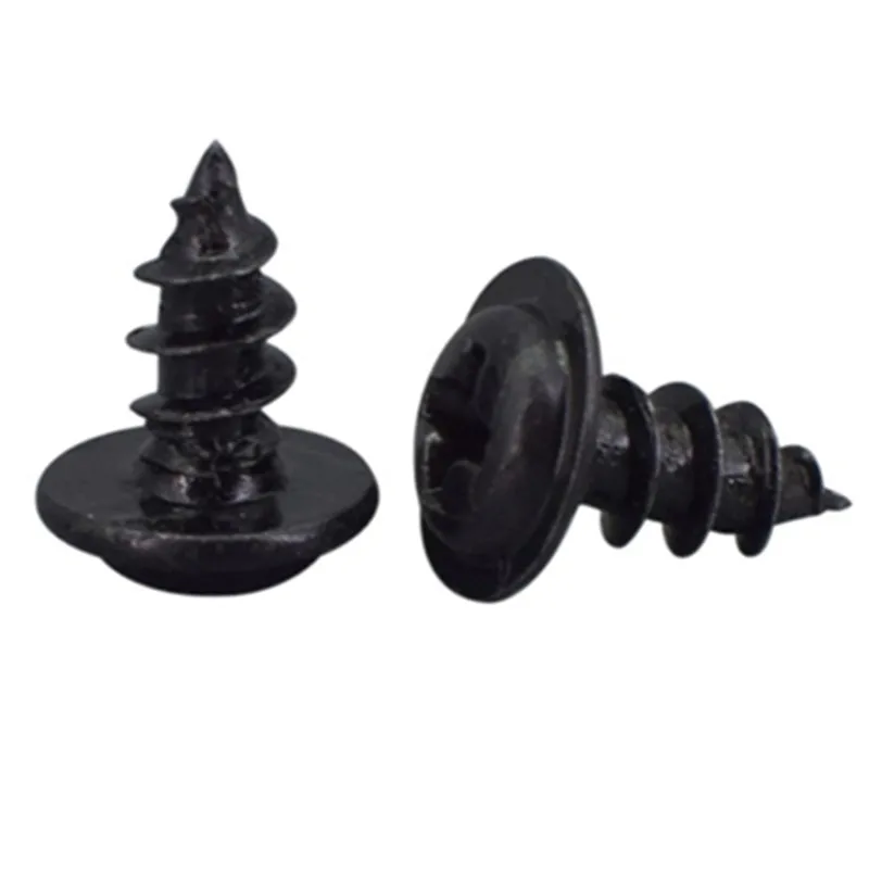 M1.4 M1.7 M2.6 M3- M5 304 Stainless Steel Black DIN968 Cross Phillips Pan Round Head W/ Washer Collar Self-tapping Screw
