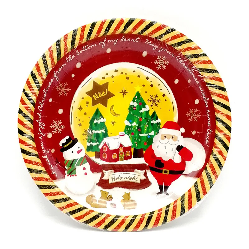 
Christmas Tree Santa Claus Paper Dinnerware Set Dinner Plates Dessert Plates for Christmas Party Supplies and Home Outdoor Decor 