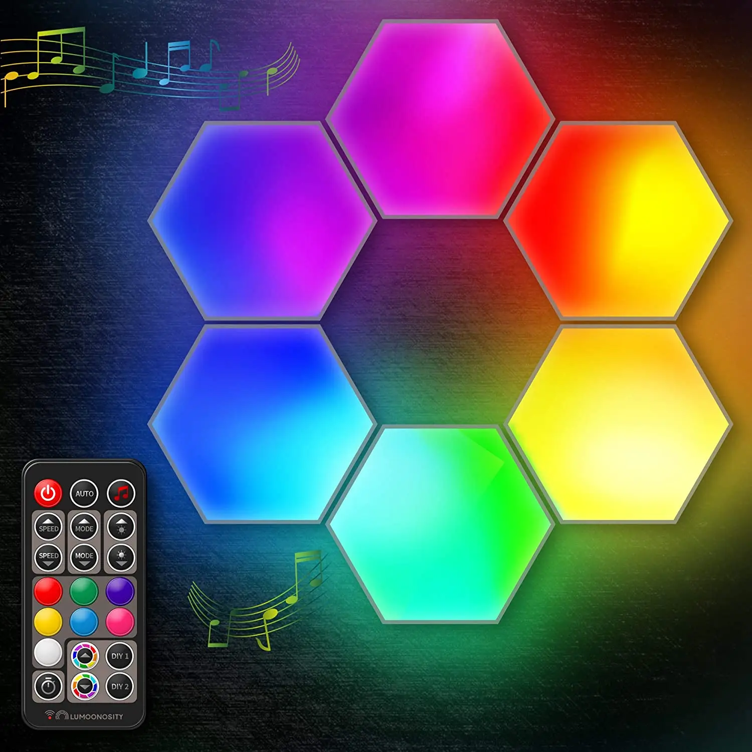 Smart Home Lights aquarium Hexagon LED Light with RF Remote - Music Sync Color Changing Light Panels