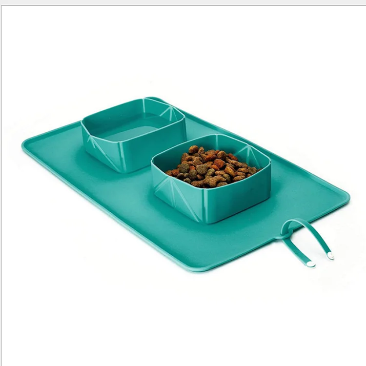 
Hot Sale High Quality Silicone Pet Folding Feeding Mat Dog Large Capacity Portable Travel Bowl 