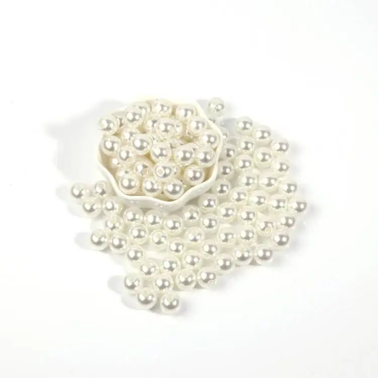 Wholesale 500g Highlight round ABS straight hole pearl beads 22MM 25MM 30MM plastic beads for jewelry making beads plastic