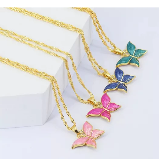 Linked 2022 Gold Dainty Initial Necklace 18K Gold Plated Butterfly Pendant Name Necklaces Delicate Everyday Necklace for Women