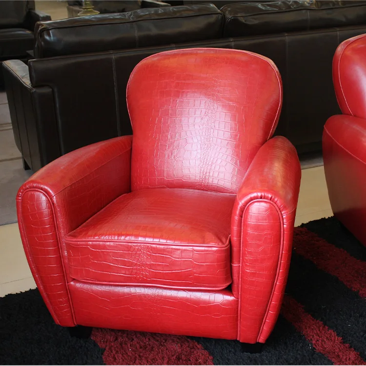 Modern leather sofa chairs home use upholstered armchair solid wood single furniture chair(KS-7026)