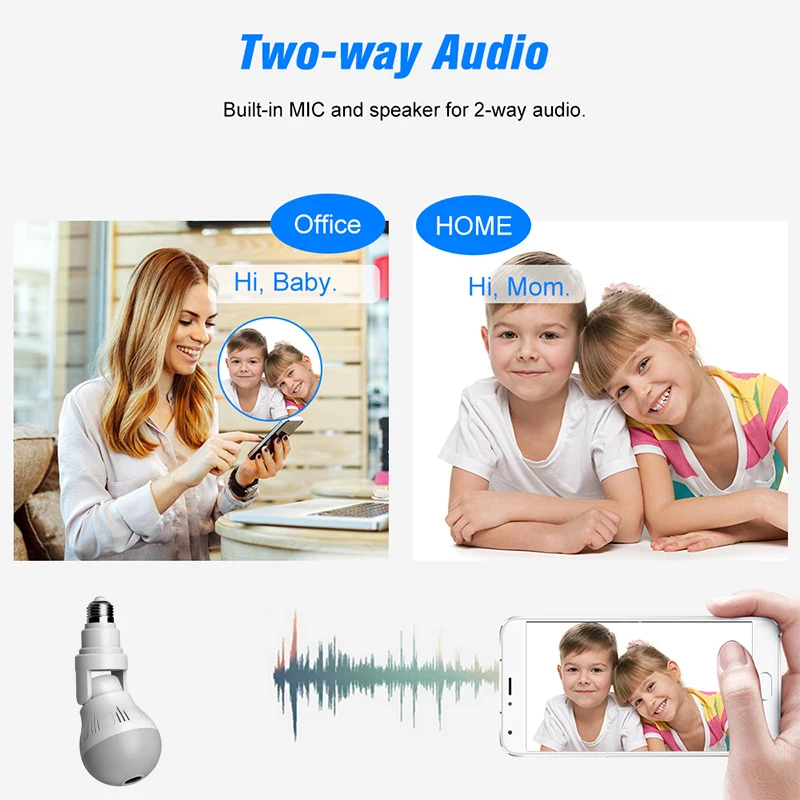 wifi light bulb camera 1080p bombilla led lamp security smart home 360 view app control 3d vr panoramic cctv wireless camera