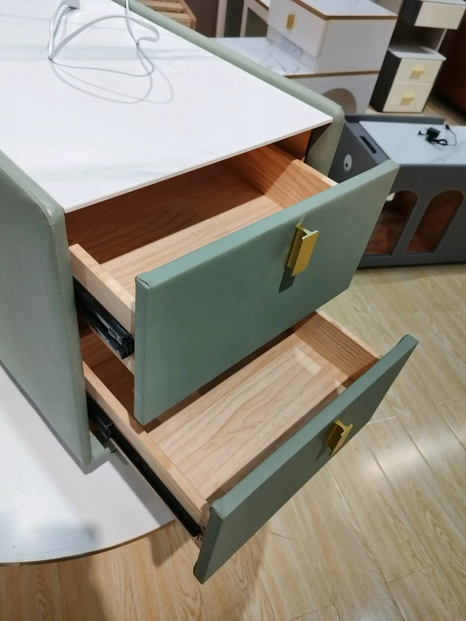 Leather wrap Simple modern drawer locker Coffee table Living room furniture Cabinet next to the sofa