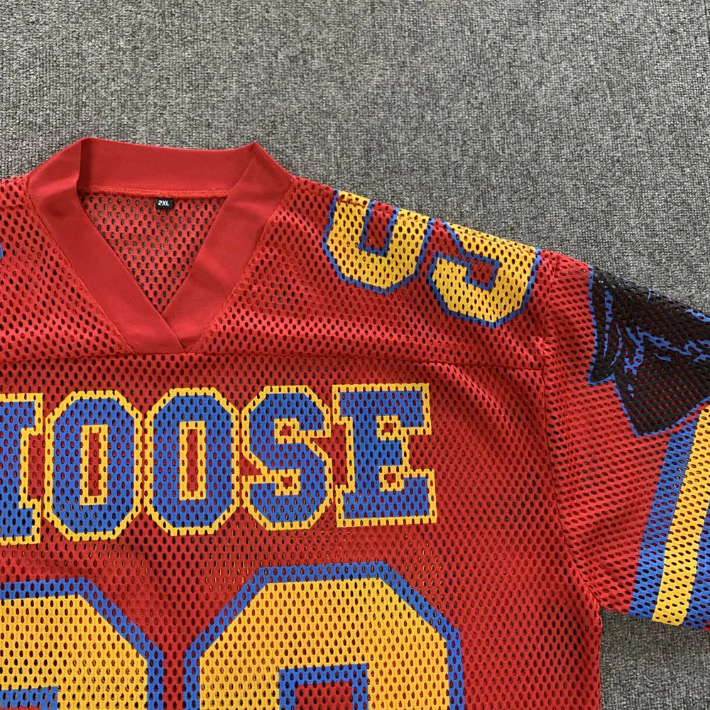 Hot sell Sunton new design mesh fabric jersey shirt screen print logo sports wear jersey big hole fabric breathable