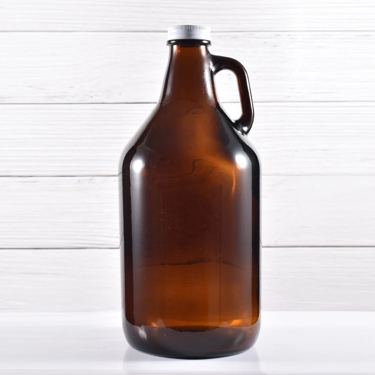 Large Glass Jug Home Empty 64 oz Amber Growler Brown Vodka California Wine Bottle 2L Beer with Handle