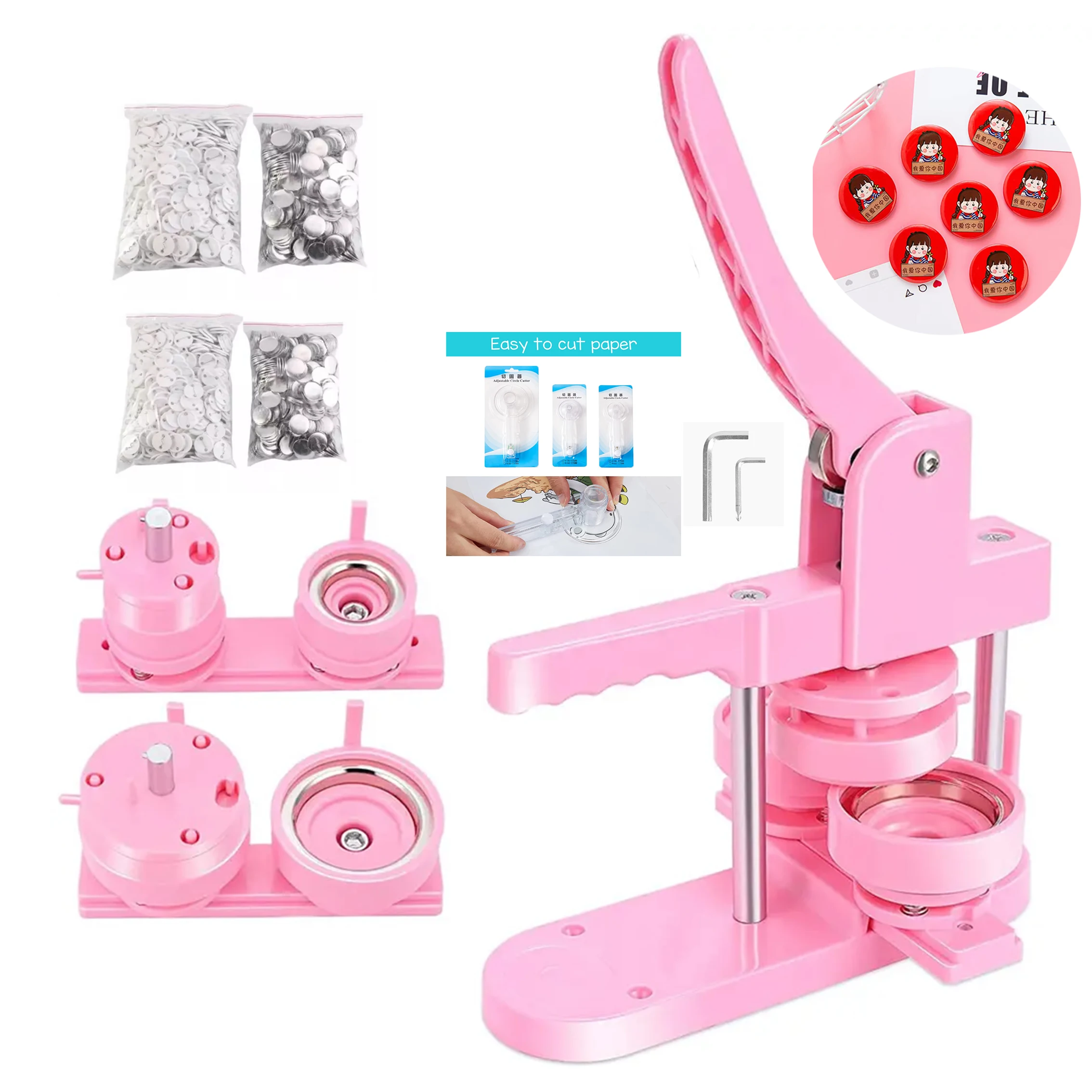 Button Maker Machine Multiple Sizes with 200pcs