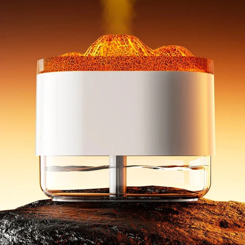 Smart Essential Oil Cool Mist H2O Usb Led Flame Fire Portable Aroma Air Purifier Volcano Diffuser Humidifier For Home Bedroom