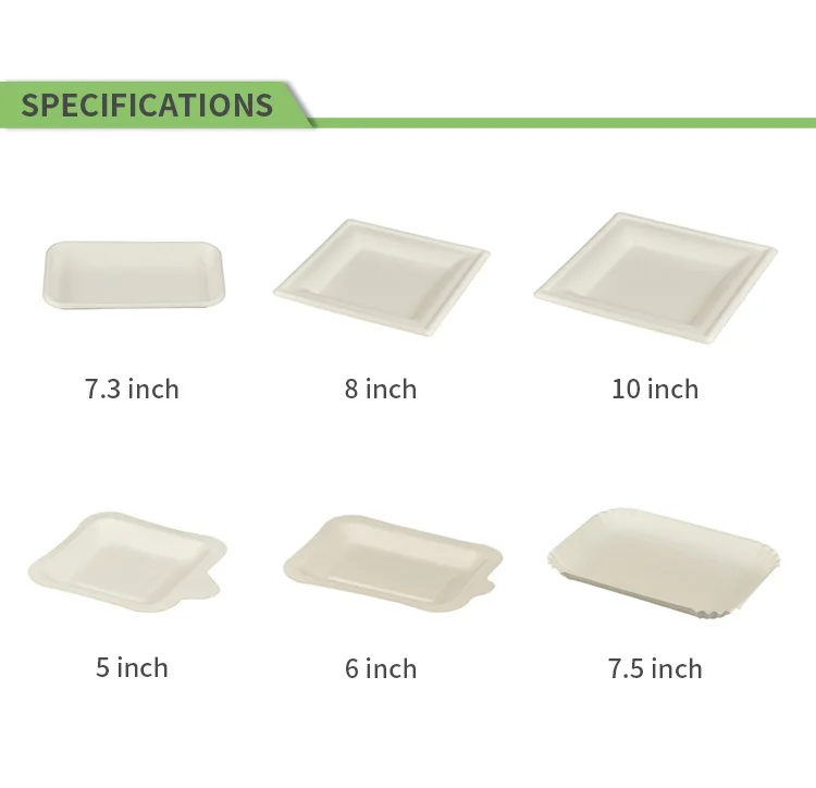 3 compartment disposable biodegradable takeaway bagasse pulp paper party dinner cake food wedding dishes plates set for birthday