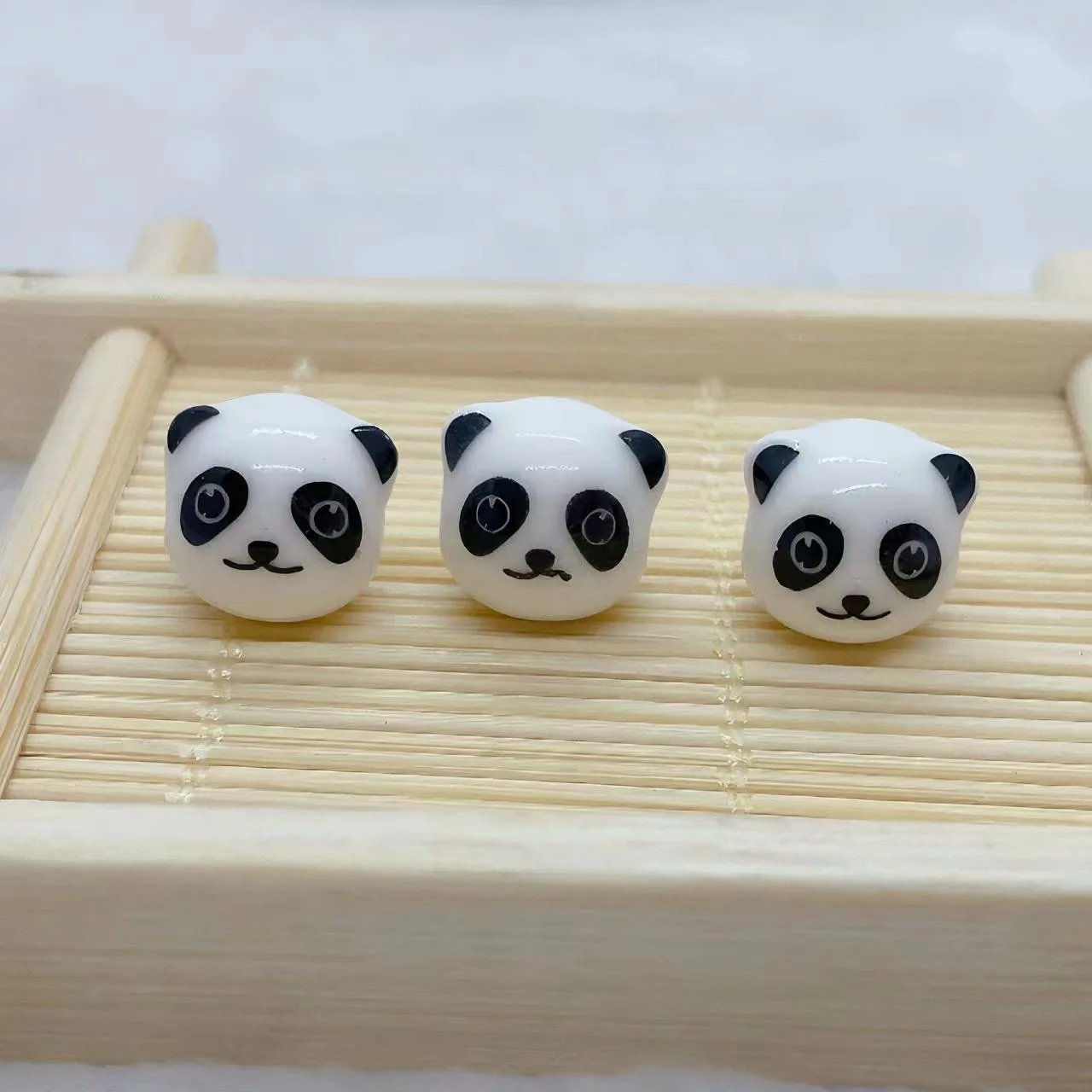 Panda Head hand-painted ceramic beads DIY hand-beaded loose beads Decal red rope braided bracelet trinkets