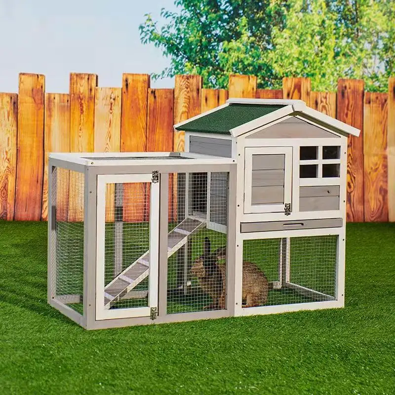 2024 new Outdoor Wooden Chicken Coop Rabbit Hutch House Bunny Guinea Pig Cages for sale